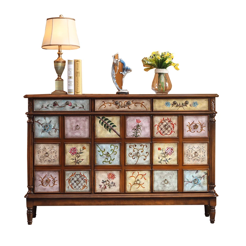 American painted shoe cabinet entrance side cabinet multi-layer activity baffle