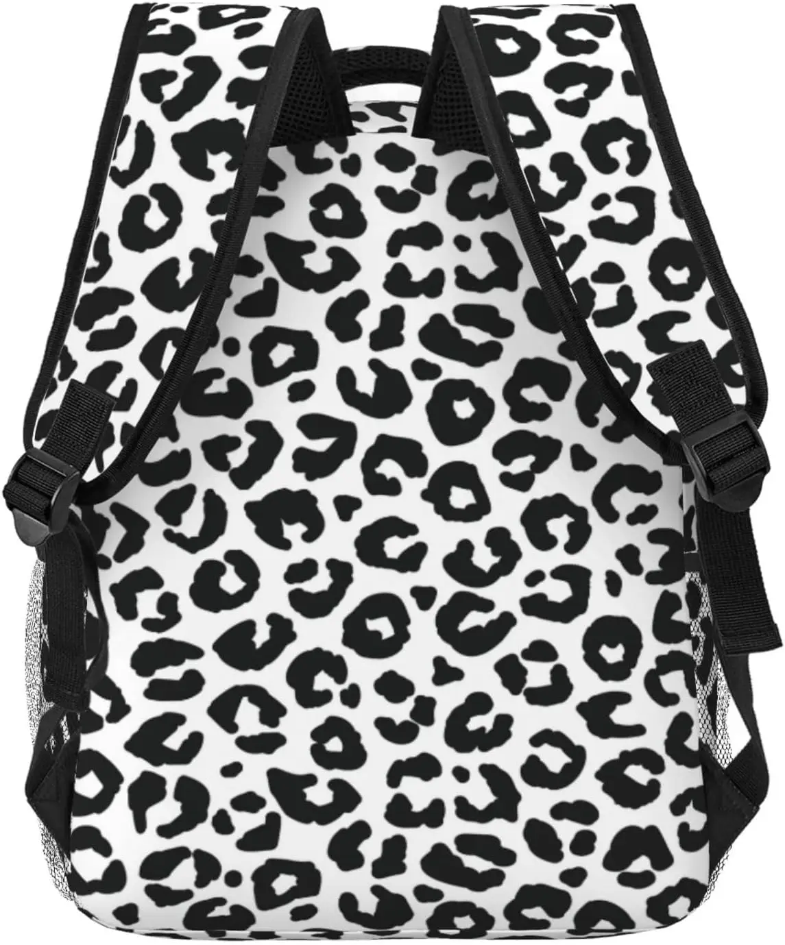 Black and White Leopard Print Lightweight Laptop Backpack for Women Men College Bookbag Casual Daypack Travel Bag