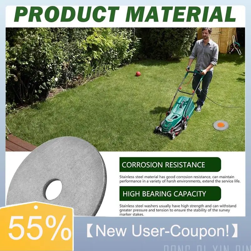 A81M New- Stainless Steel Washers 4X  For Low Profile Survey Stakes, Property Line Markers Visibility Of The Survey Maker Stakes