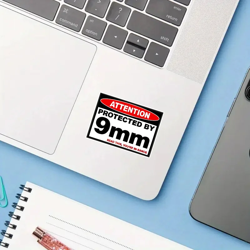 9mm Warning Protection Stickers, Durable Decals for Laptop Car Luggage Skateboard, Creative Gift for Teens Adults