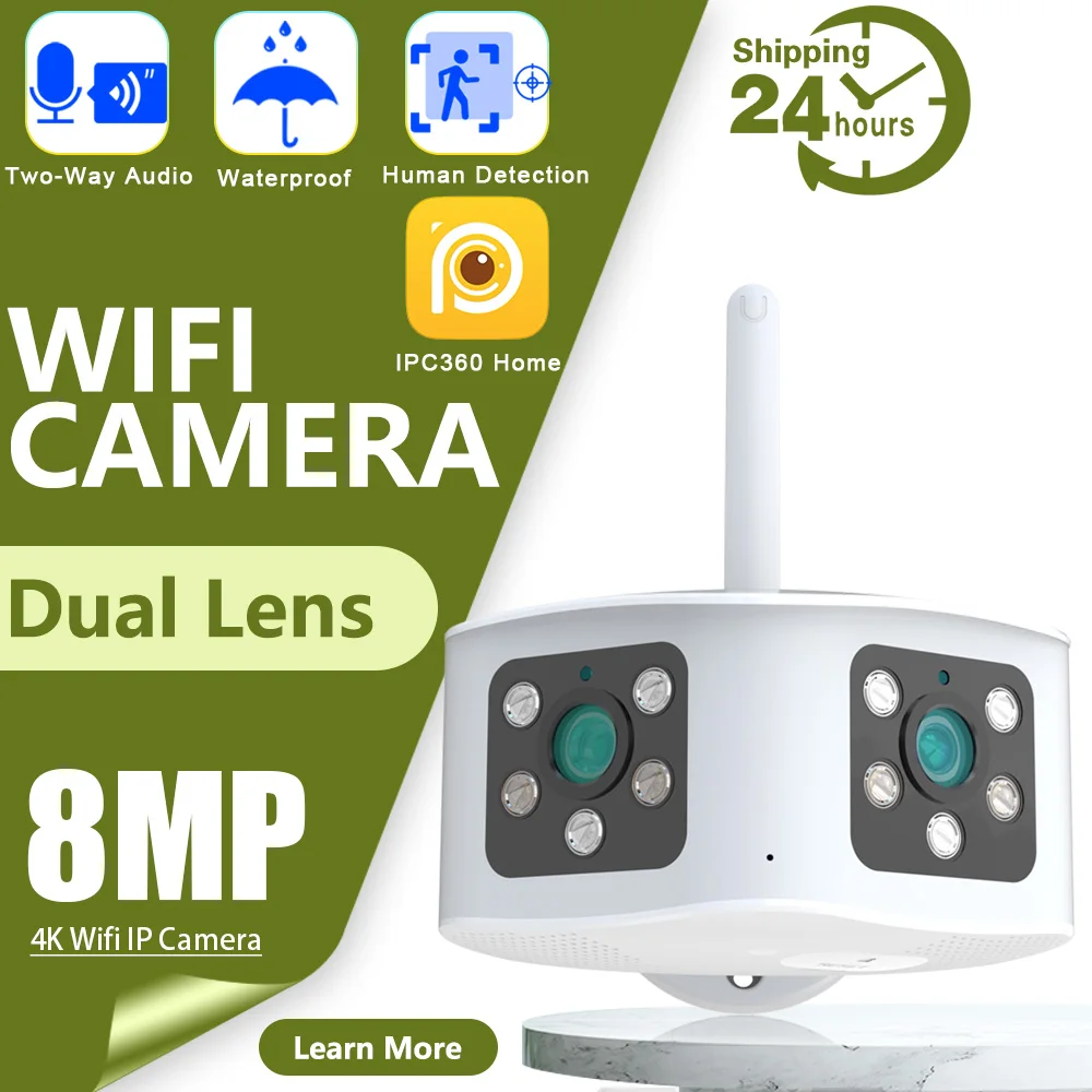 

8MP 180 Degree Camera 4k 180 Ultra Wide View Angle Panoramic WIFI AI Human Detection Onvif Security IP Cameras 2K IPC360 Home