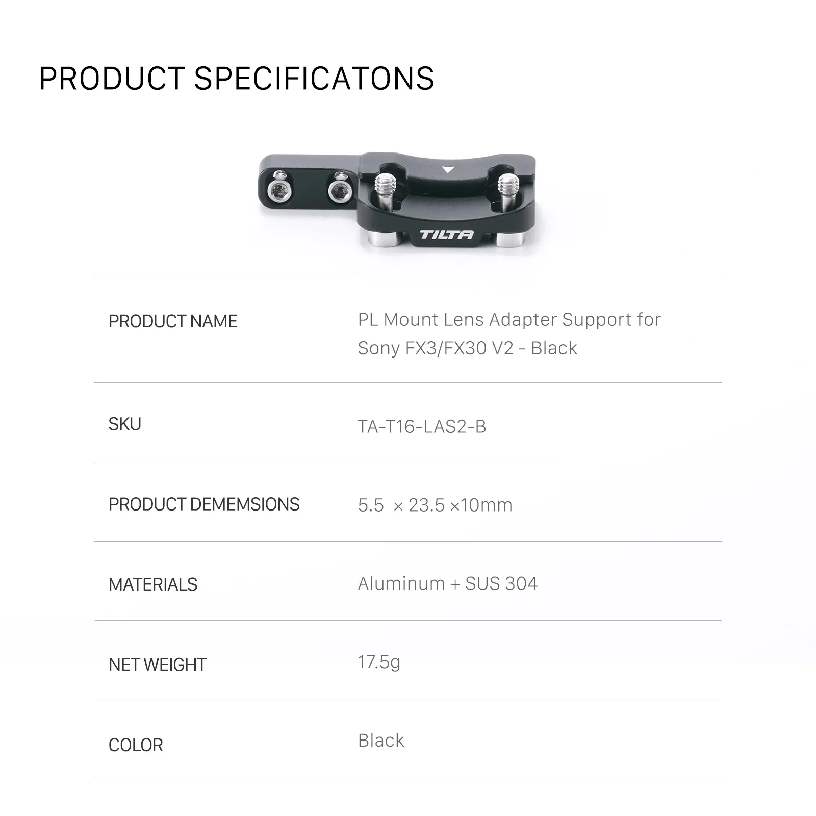 TILTA Compatible with Sony FX3/FX30 V2 PL Mount Lens Adapter TA-T16-LAS2