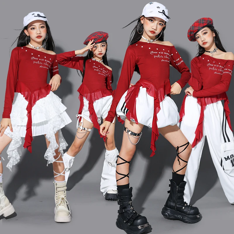 Mädchen K-pop Crop Top Street Dance Röcke Jungen Hip Hop Pailletten Hemd Cargo Hosen Kostüm Kinder Jazz Kleidung Set kind Streetwear