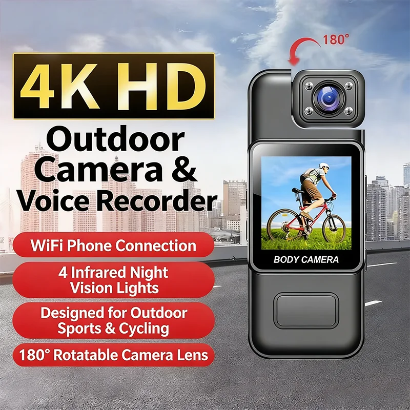 4K Ultra HD WiFi Mini Camera Portable Digital Video Recorder Police BodyCam Infrared Night Vision Sports DV Riding Camcorder New