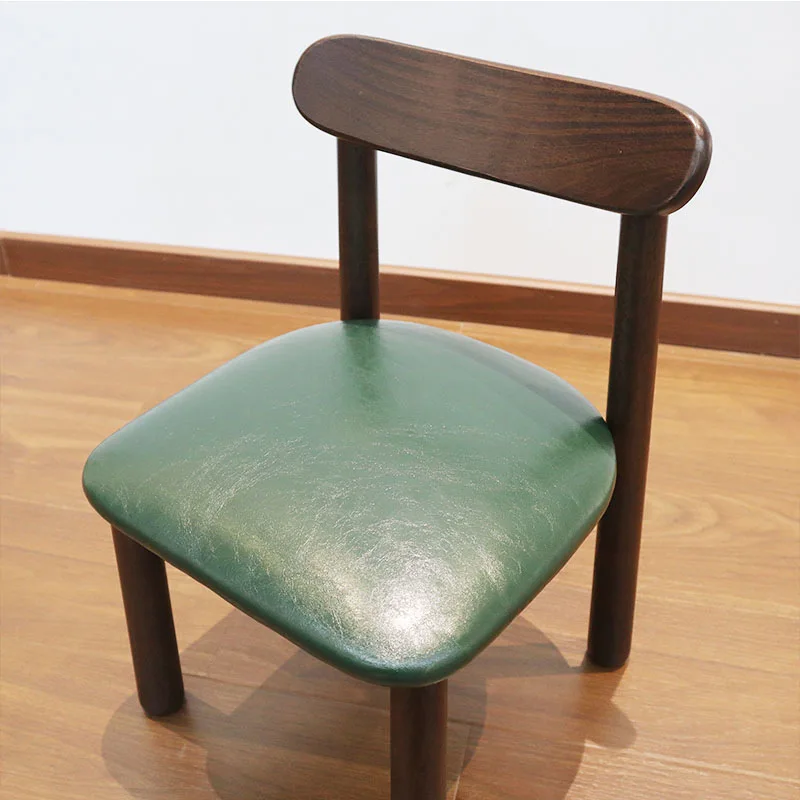 Solid wood horn chair Solid wood home living room sofa Small  Coffee table  Soft bag shoe changing chair Children's back chair