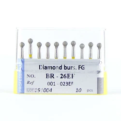 Dental Diamond Burs 001-029EF Round Shape Burs BR-EF Series Yellow Rings Extra Fine High Quality Dentistry Grinding Tools