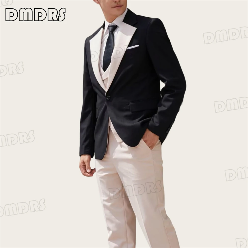 

Casual Smart 3-Piece Suit Set for Men, One Button Slim Fitting Suit Set, Blazer & Vest & Pants, Plus Size Wedding Groom Suits