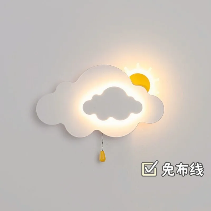 Children's Bedroom Wall Lamps Sun Cloud Modern Minimalist Artistic Decor Bedsides Homestay Coffee Shop LED Wall Sconces Fixtures