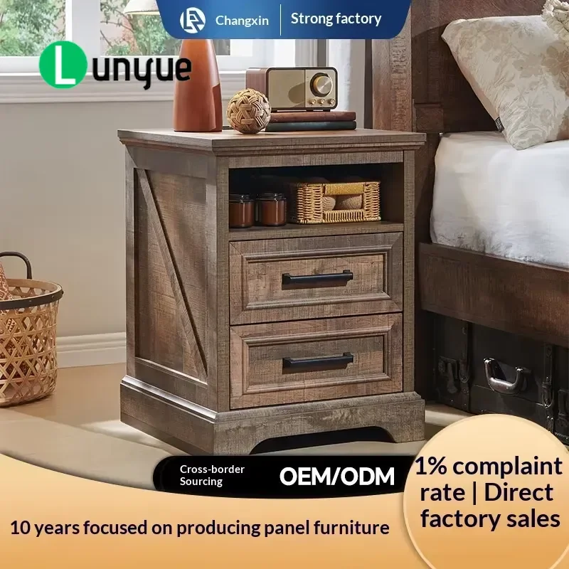 Modern American Luxury MDF Bedside Table Light Simple Bedroom Nightstand Multi-functional Storage Locker for Home Decor