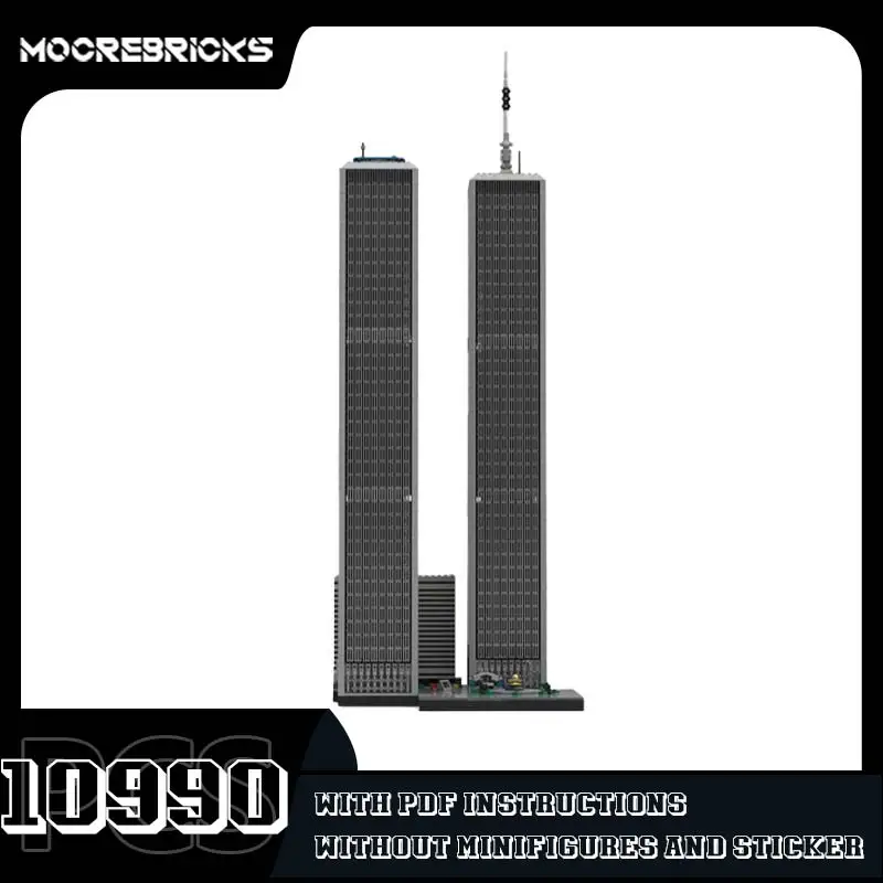 MOC-41443 Former World Trade Center Building Blocks Twin Towers Architecture Model Technology Bricks Children\'s Collectible Gift