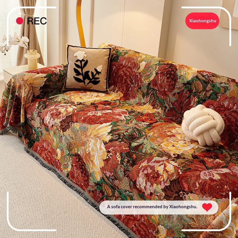 Couch Covers for Sofas Flowers Knitted Sofa Blanket Cover Scandinavian Style Sofa Covers Full Coverage Cat Proof Non Slip