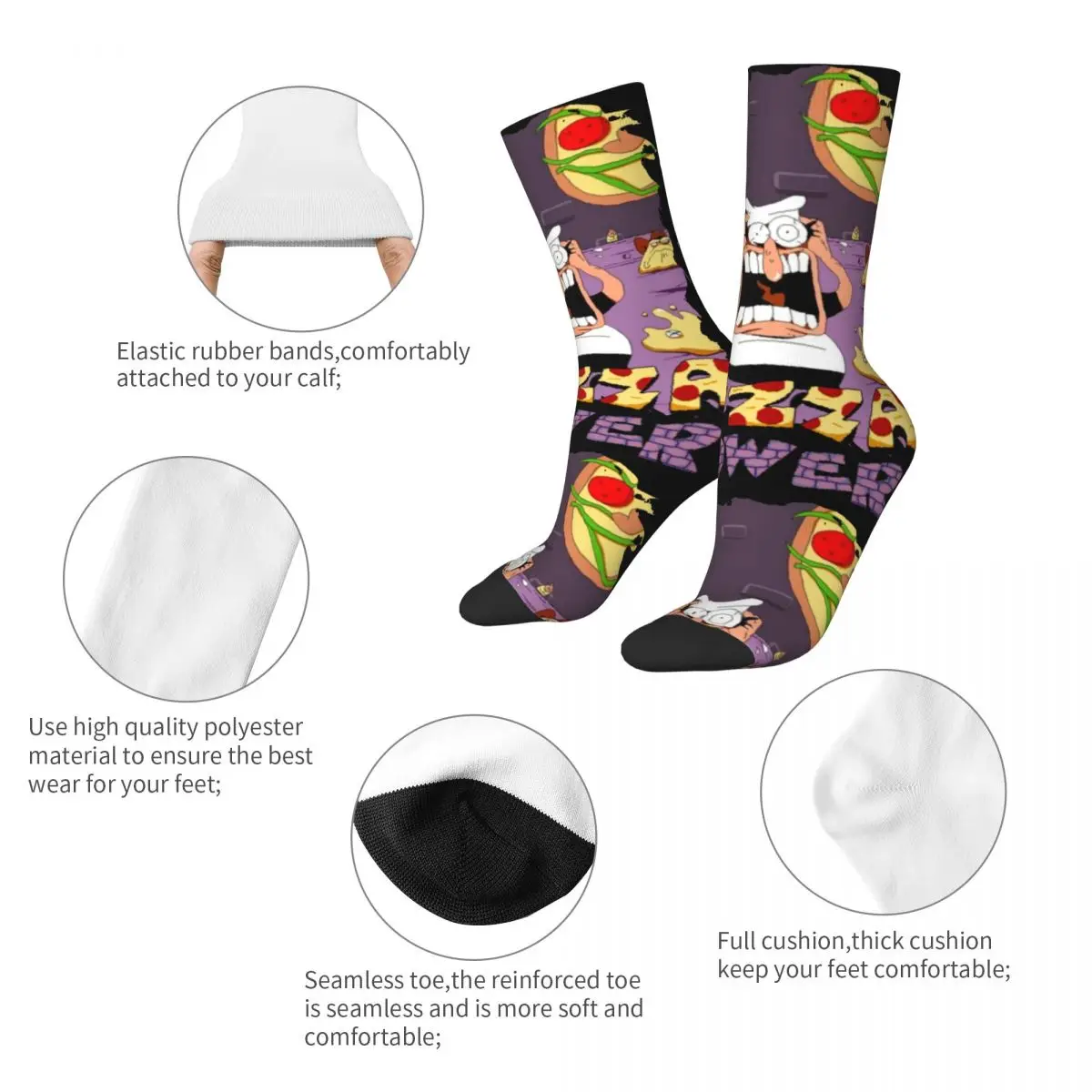 Retro Men's Women's Pizza Tower Games Socks Peppino Spaghetti Accessories Middle Tube Socks Cute Best Gift Idea