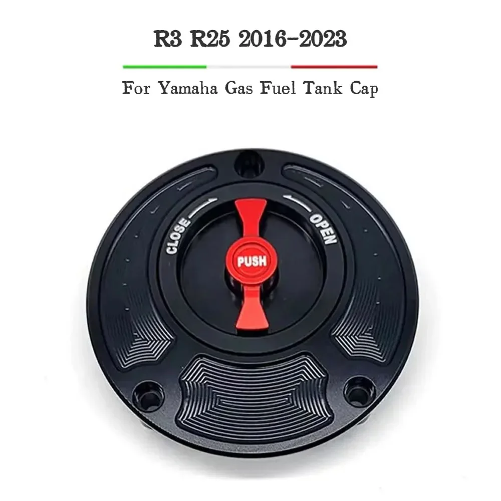 CNC Fuel Gas Tank Cap Cover Aluminum Keyless Motorcycle Accessories All years For Yamaha R3 R25 2016-2023