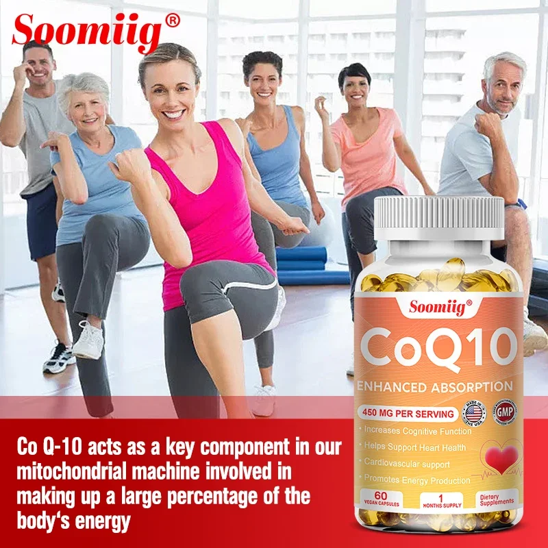 Soomiig Organic Ultra High Absorption COQ10 Coenzyme Q10 Blood Vessels&Heart Health Blood Pressure Balance for Old People