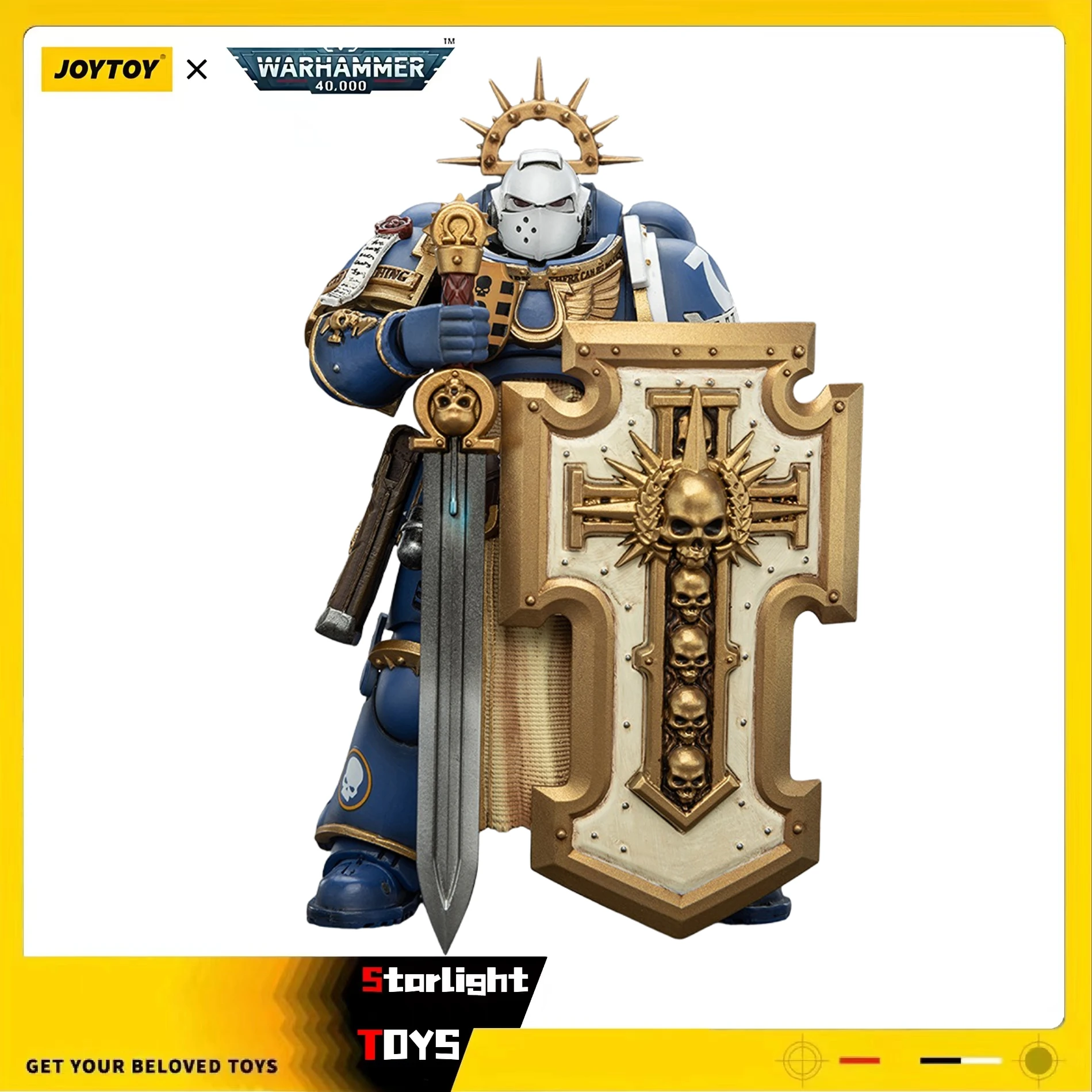 

【JOYTOY】Warhammer 40K Ultramarines Levantus с Power Sword Stormshield и Bolt Pistol, модели экшн-фигурок 1/18