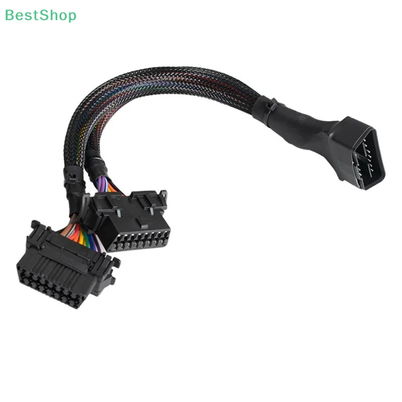 Fotografia 3: ★ ★ ★ Cabo de extensão de cotovelo obd2 macho para fêmea dupla com 16 pinos disponíveis para conectar adaptador extensor convertido 1 em 2