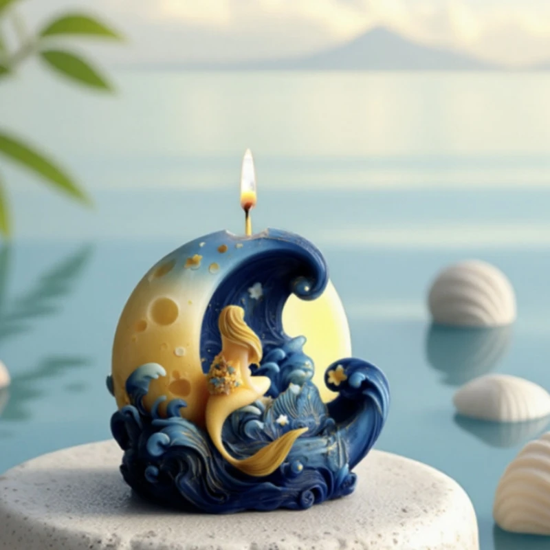 Silicone Mold for Candle Making,Ocean Epoxy Resin Casting Mold for Making Aromatherapys Home Decors