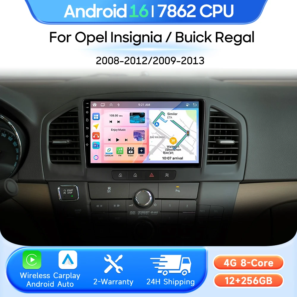 Car Multimedia Player For Opel Insignia 2008 - 2012 For Buick Regal 2009 - 2013 Android 16 Radio Carplay Auto 2din GPS Stereo