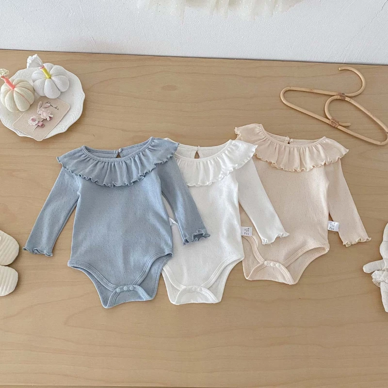 Newborn Clothes Spring Lotus Leaf Small Collar Jumpsuit Baby Children's Baby Cotton Versatile Jumpsuit