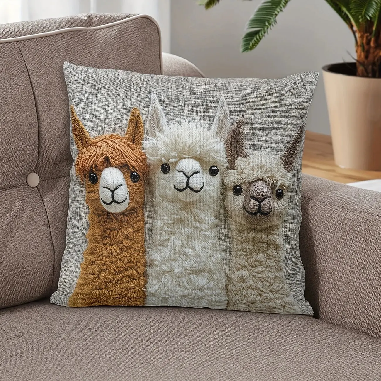 Alpaca Friend Single-sided Printed Pillowcase Modern Style Suitable for All Room Types Decoration Does Not Include Pillow Insert