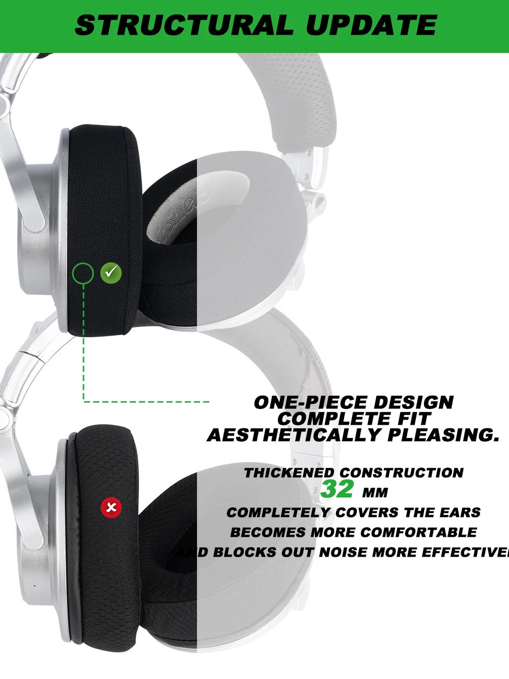 Earphone Pads For Pioneer SE-MS5T MS7BT-K MS9BN-K Replacement Earpads Earmuffs Mesh Memory Covers Sponge Protein