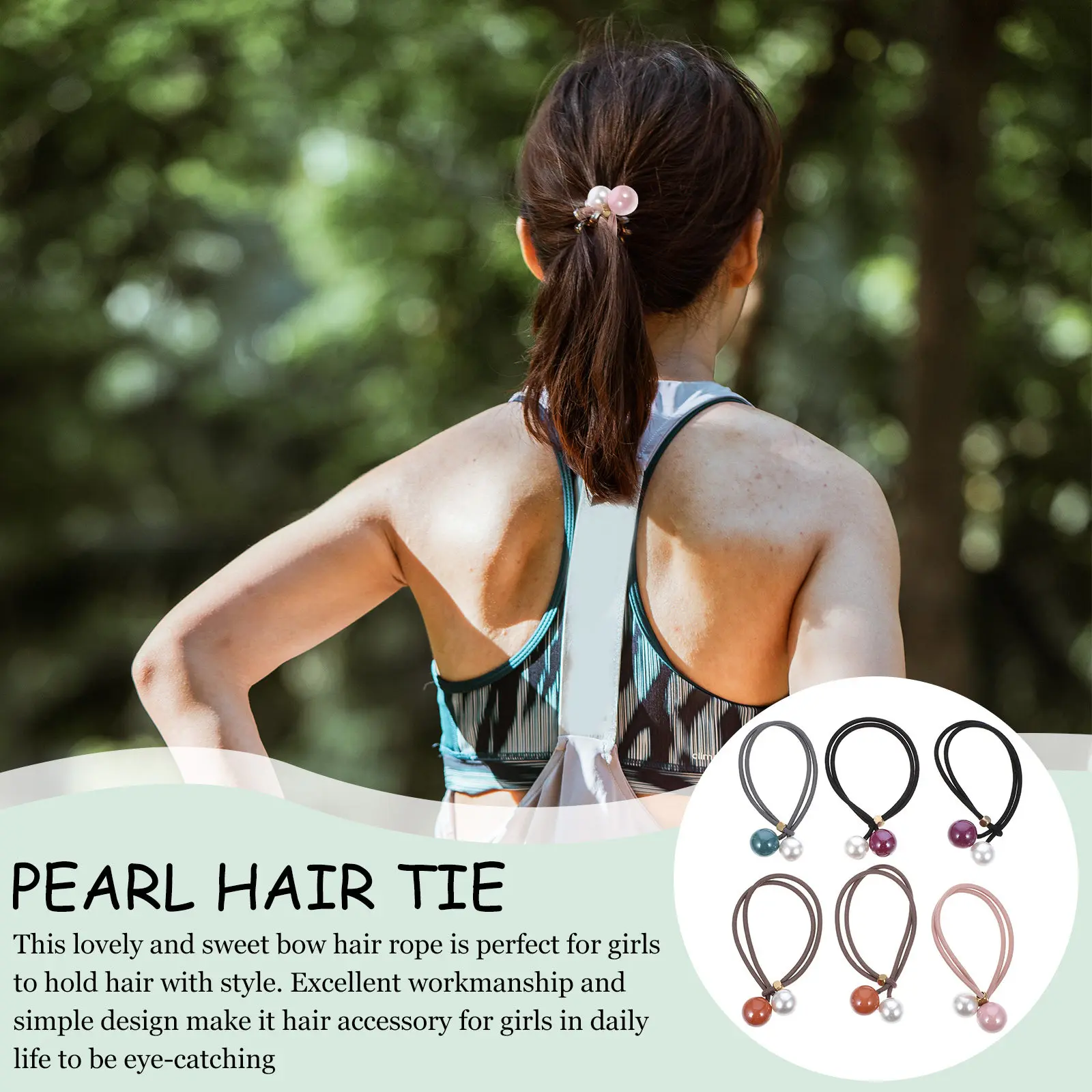 6 Pcs Hair Accessories for Elastic Strerchy Ties Little Small Cloth White Pearl Scrunchies Women Color