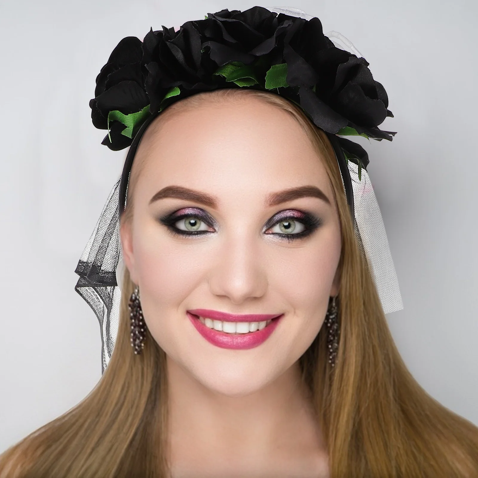 

Veil Headband Headwear Mesh Floral Headdress Cosplay Long Headpiece Halloween Spider