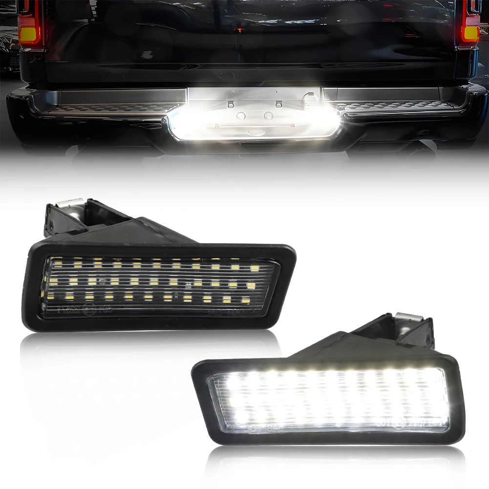 

2Pcs Clear Lens License Plate Light Rear Light W/White 18-SMD LED For 2019 2020 2021 2022 2023 2024 Dodge RAM 1500 2500 3500