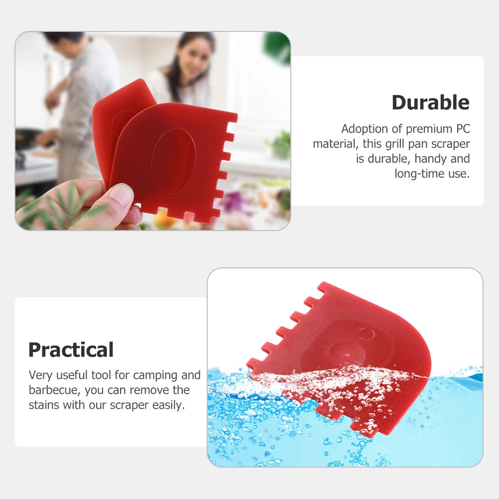 

4pcs Scraper Pan Kitchen Gadgets Scraper Pan For Skillets Durable Plastic Cleaner Grill Barbecue Serrated Edge