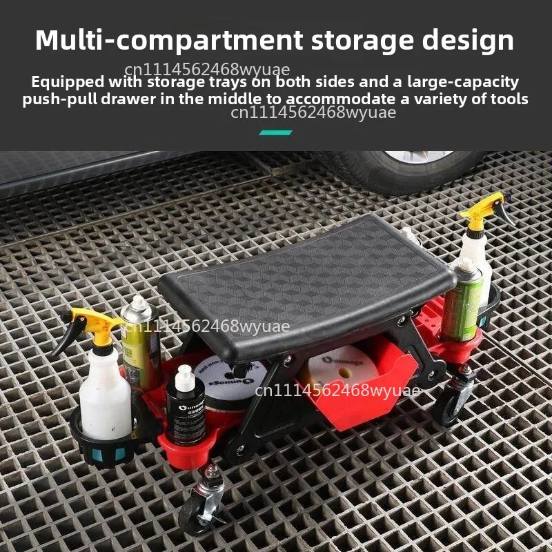 Rolling Detailing Stool for Auto Repair, Sliding Creeper Seat with Removable Plate