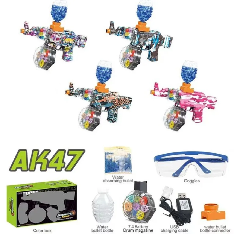 AK47 Children's Electric Water Bullet Gun Continuous Shooting Children's Battle Toy Gun with Light Outdoor Child Birthday Gift