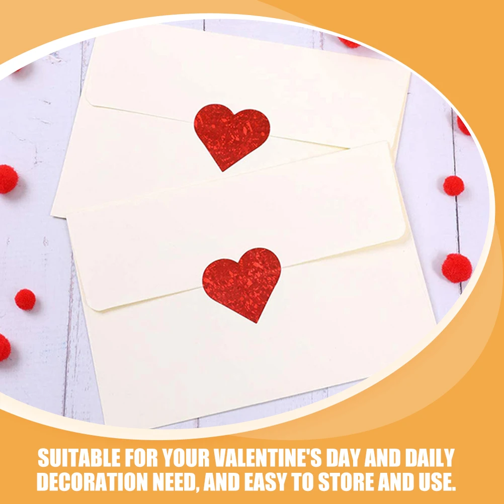 2 Rolls Heart Stickers Self Adhesive Red Love Labels 25mm 38mm Valentine Gift Seal Envelope Decorations Stickers