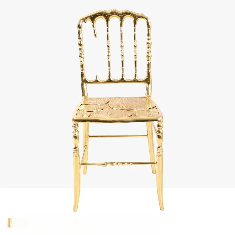 

Light luxury all-copper soft bag outdoor wedding chair hotel restaurant chair modern light luxury Italian pure copper dining