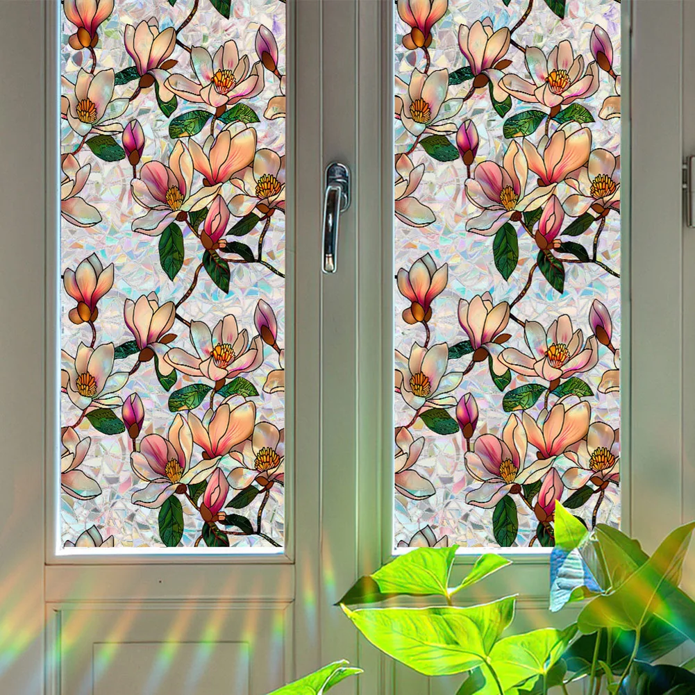 Flower Privacy Window Film PVC Window Films Household Supplies For Rainbow Floral For UV Protection Home Decor