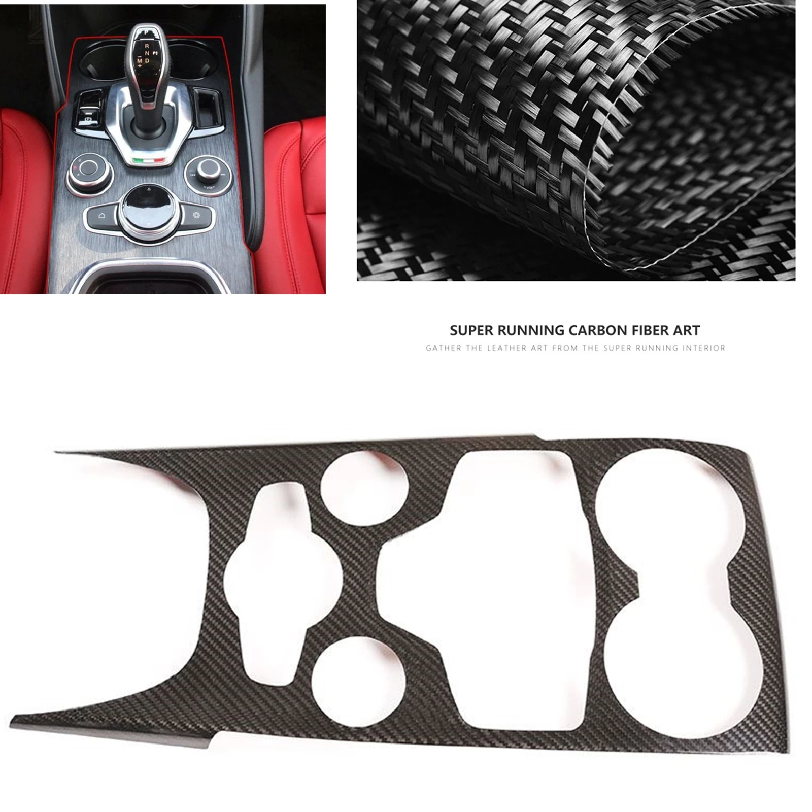 

Carbon Fiber Interior Center Console Gear Shift Box Panel Cover Trim Decorative Frame For Alfa Romeo Stelvio Giulia 2020-2022