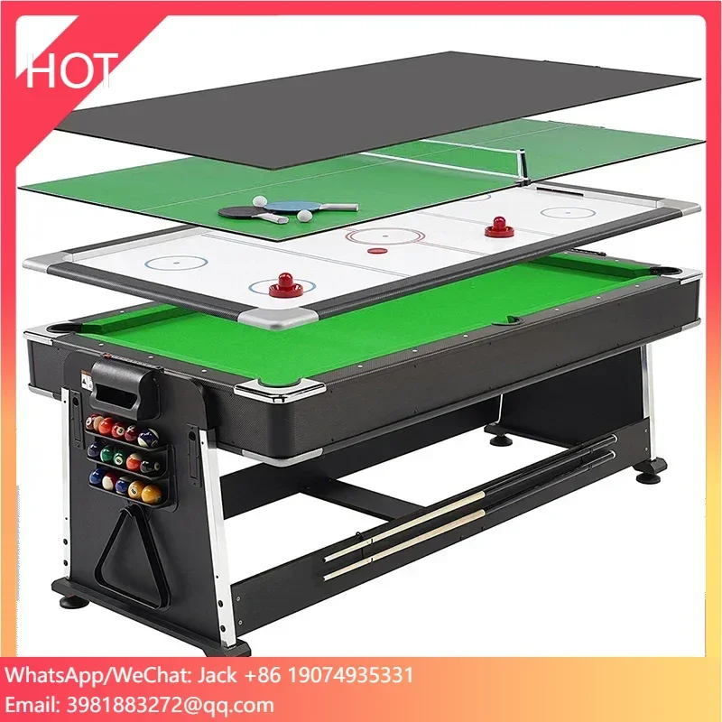 

Hot Sale 4-in-1 Flip Game Table Billiard Table PVC Pocket Revolving for Pool Pingpong Air HockeyTM-2136