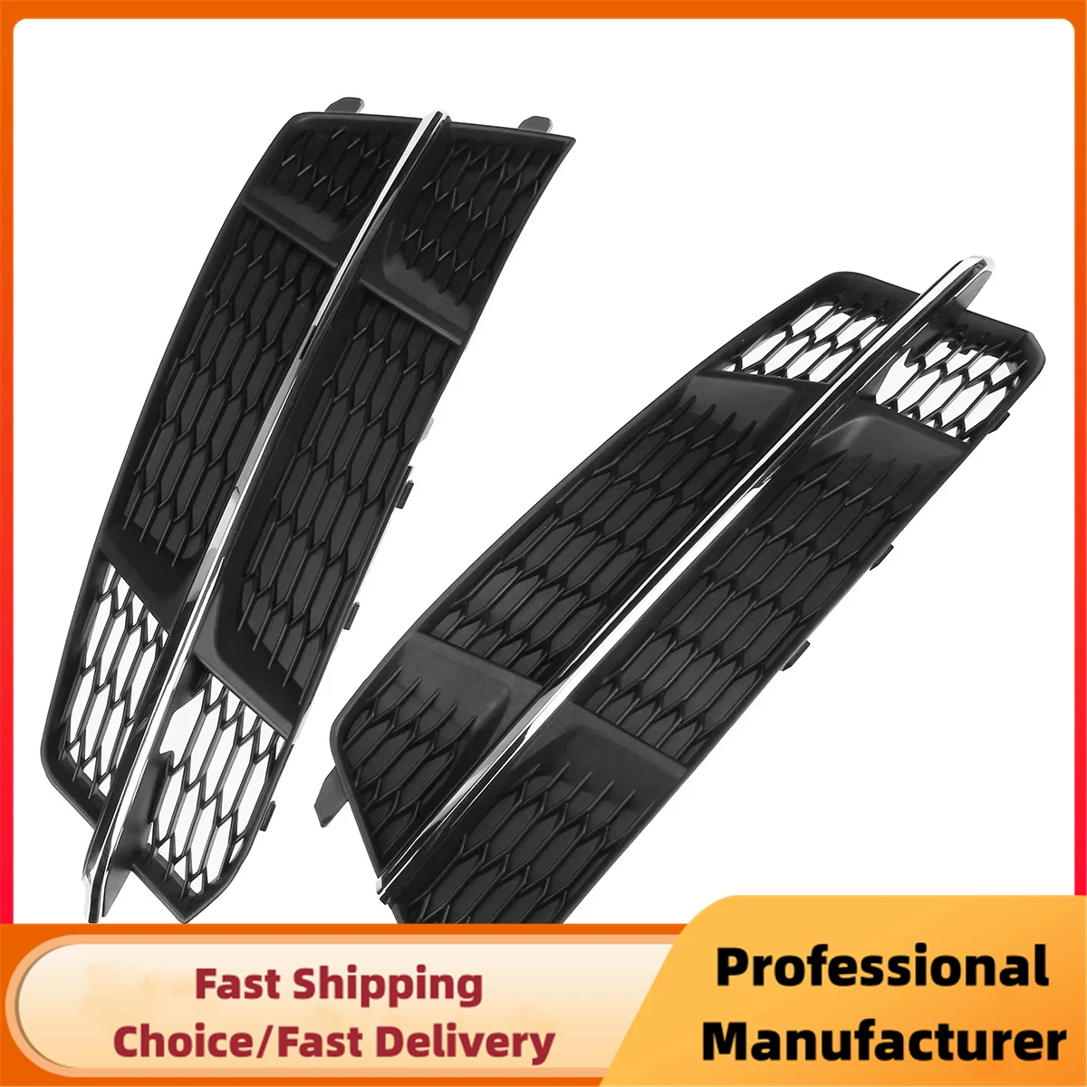 1Pair Car Fog Light Grille Cover For AUDI A6 C7 S-Line 2015-2018 Honeycomb Hex Cover Fog Lamp Grills