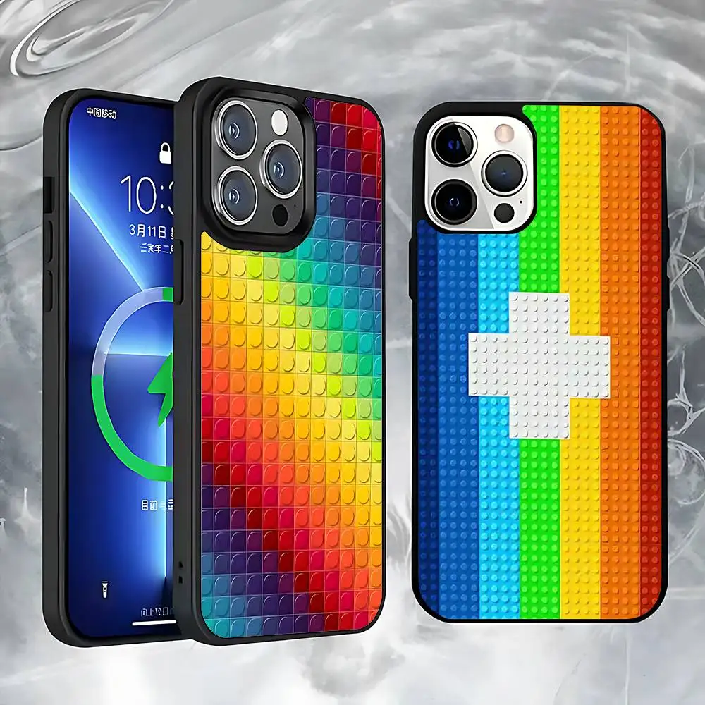 

colorful B-Bricks background Case For iPhone 17,16,15,14,13,12,11,Pro,Max,Plus,Mini,SE4,E Magnetic Magsafe Wireless Charging