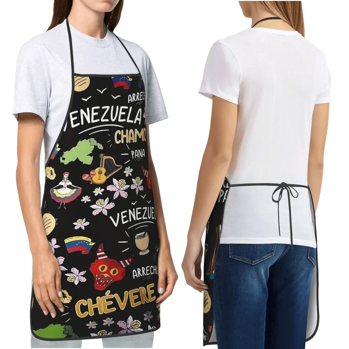 Arepas Venezuela Aprons Chef Cooking Cuisine Tablier Bib Kitchen Cleaning Pinafore for Women Men Painting