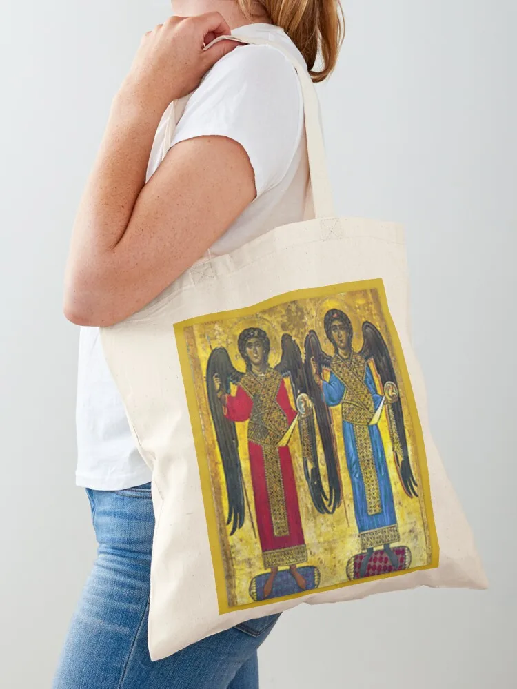 

St Michael & St Gabriel Archangel Icon Catholic Angel Tote Bag Eco bag Reusable bags foldable reusable bag tote men's