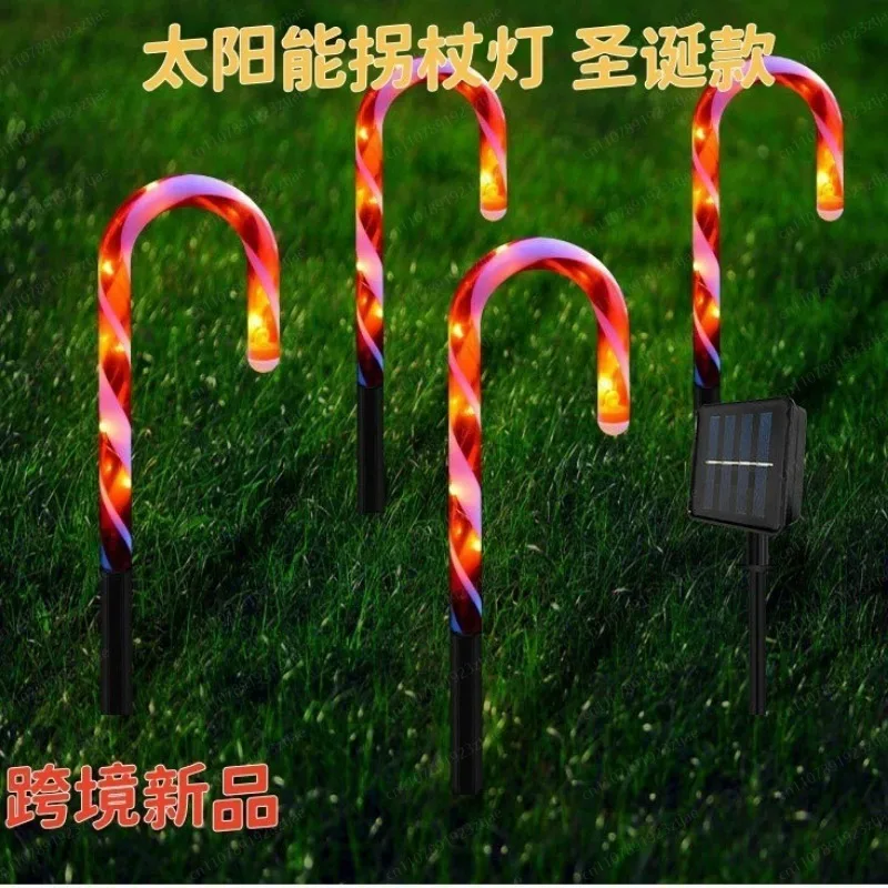 Solar LED Candy Cane Stake Lamp, Waterproof Outdoor Christmas Lawn Walkway Decor for Garden Yard Patio