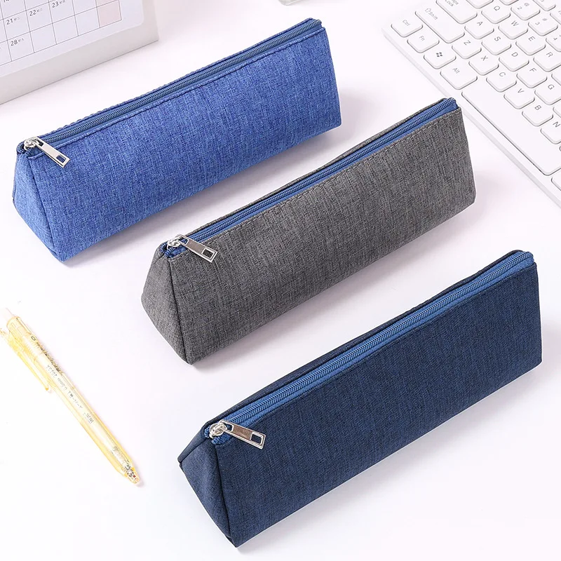 10pcs Cosmetic Bags Oxford Plain Large Capacity  Multifunctional Long Pencil Bag For Children