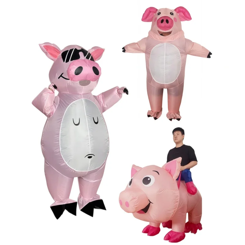 Fantasia Inflável de Porco Andante para Adultos, Fantasia de Boneco de Porco Rosa Fofo, Traje Engraçado para Carnaval, Festa e Apresentações