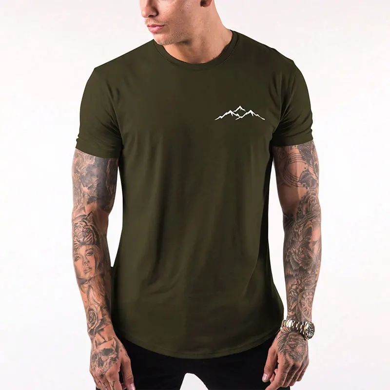 New Men's Fashion Short Sleeve Top Summer Comfortable Snow Mountain Logo Printed Green Short Sleeve T Shirt Outdoor Sportswear