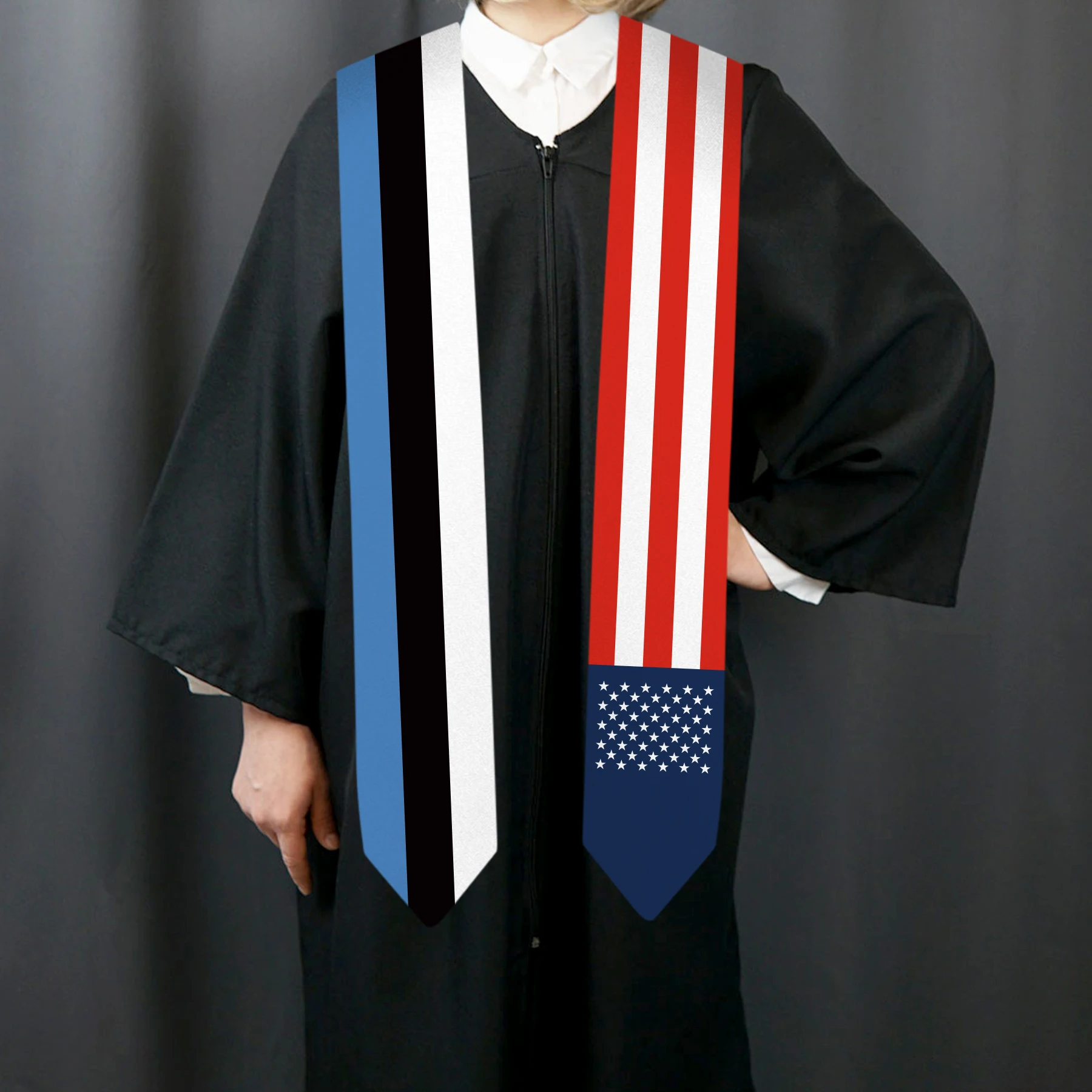 13x180cm USA And Estonia Flag Graduation Sash Bachelor Gown Accessory Graduation Sash Scarf