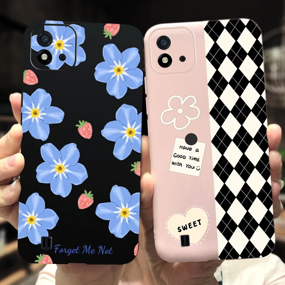 For Cover Realme C11 2021 RMX3231 Case Shell Cow Leopard Print Color Block Housing Bag On RealmeC11 C 11 2021 Fundas Coques Soft