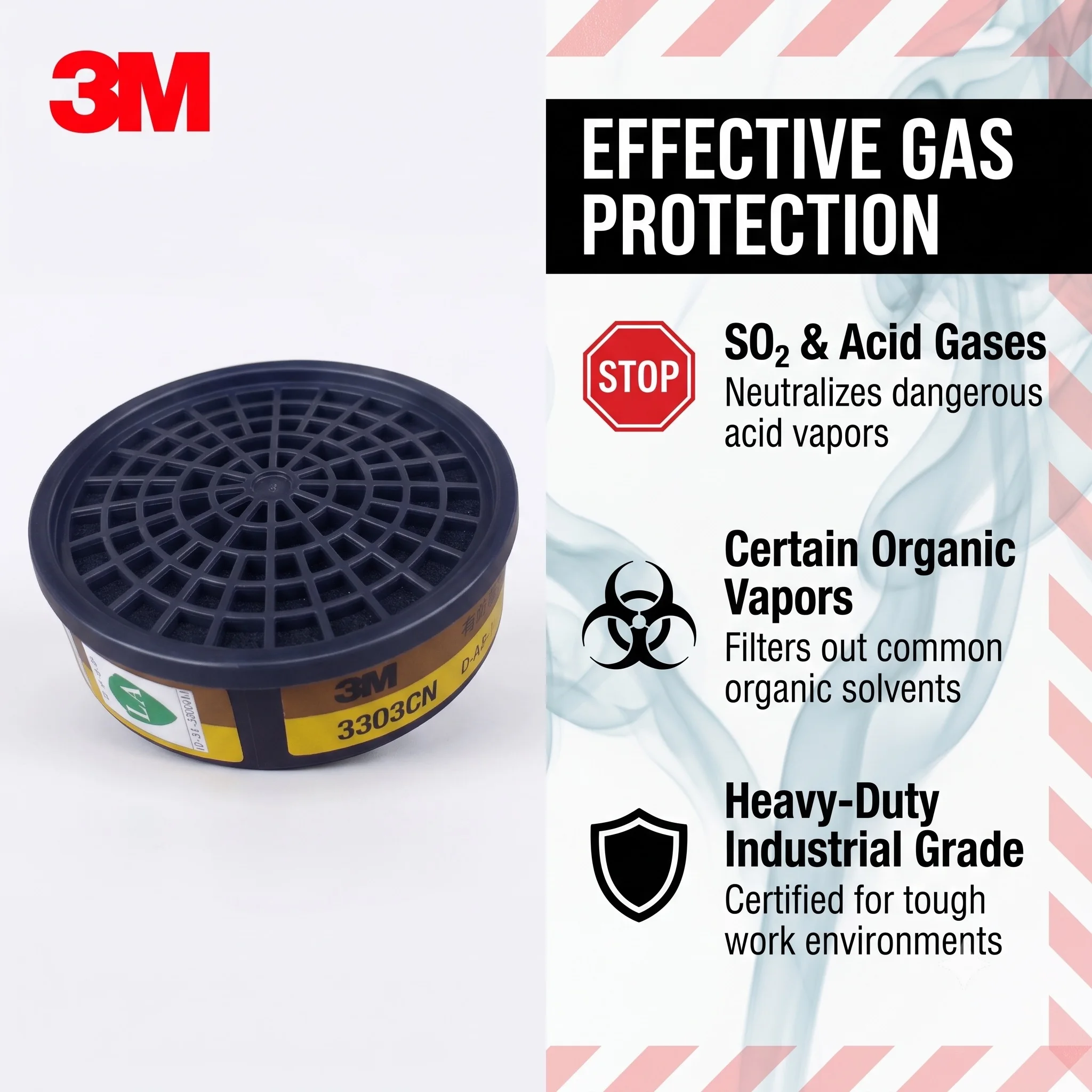 3M 3303CN Organic Vapor Acid Gas Filter Cartridge Activated Carbon Replacement for 3M 3200 HF-50 1200 Respirator Chemical Mask