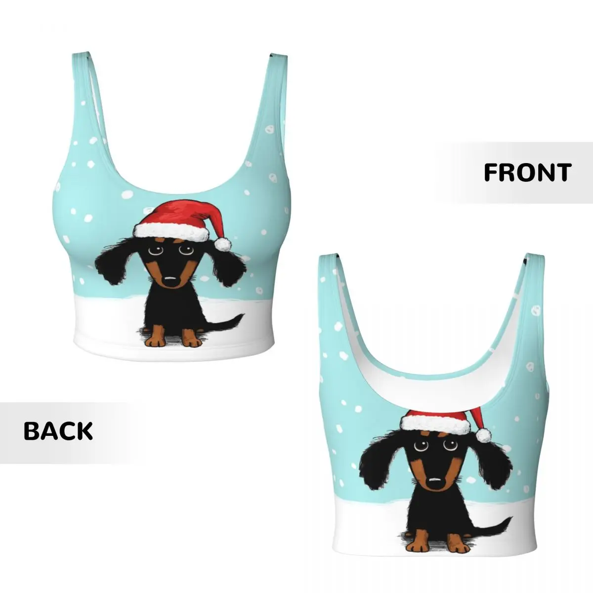 Personnalisé mignon teckel noël hiver Wiener chien Santa femmes sport gilet soutiens-gorge gymnastique entraînement haut Impact Yoga culture débardeurs