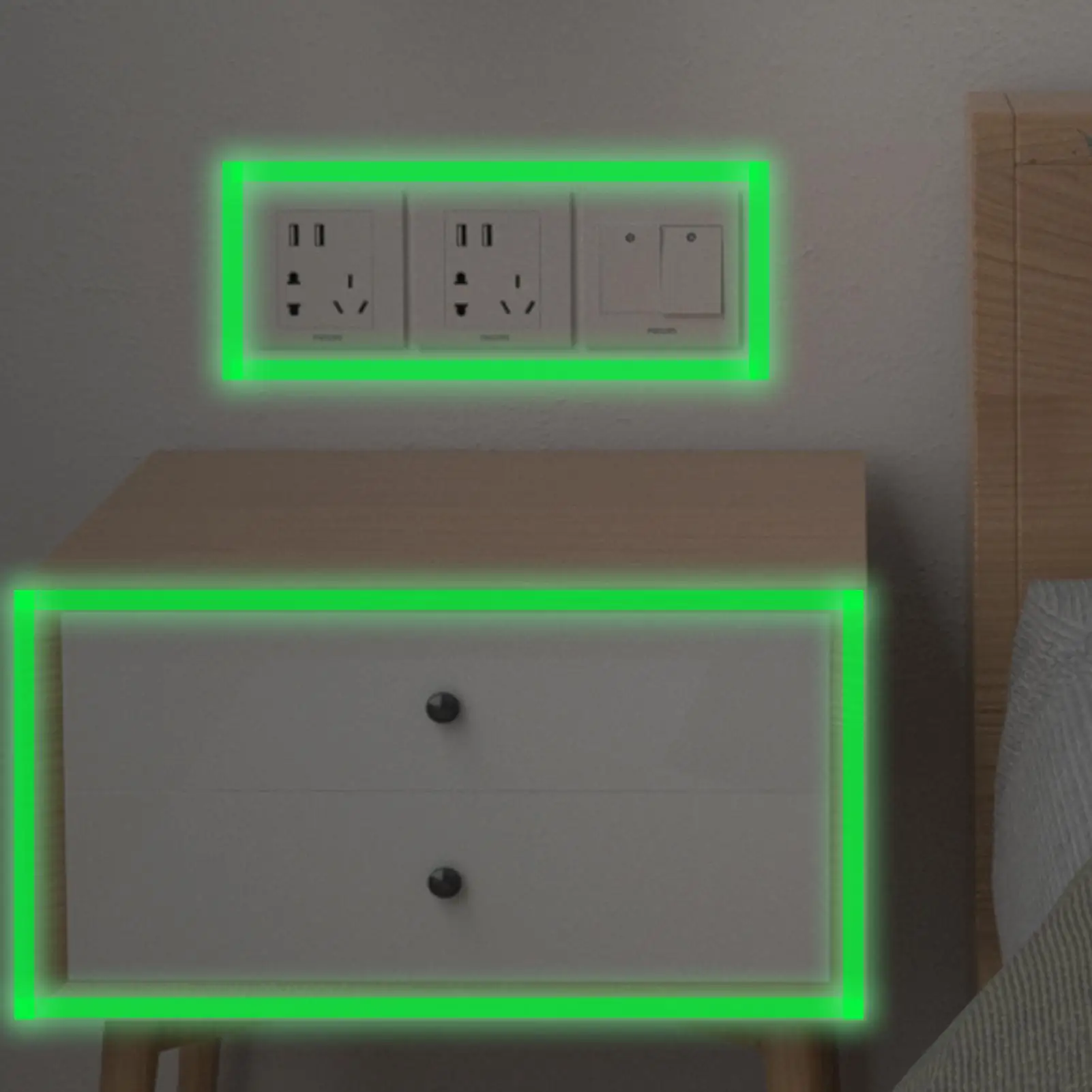 빛나는 형광 스티커 테이프 자체 접착 안전 이출 마커 어두운 밤에 빛나는 경고 접착 테이프 홈 장식