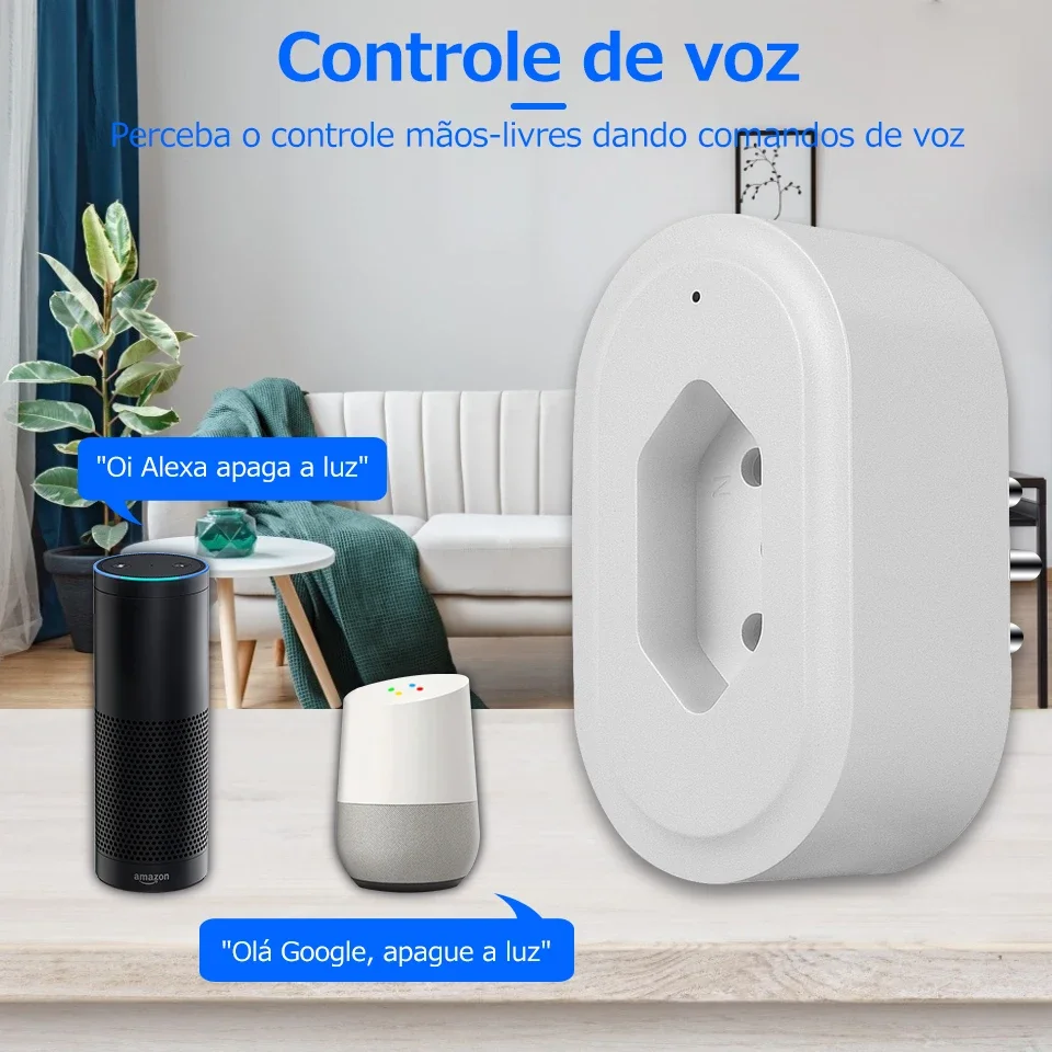 16A Wifi Smart Socket Brazil Smart Plug Alexa Outlet Adapter With Timer Power Monitor Voice Control Tuya APP Google Home